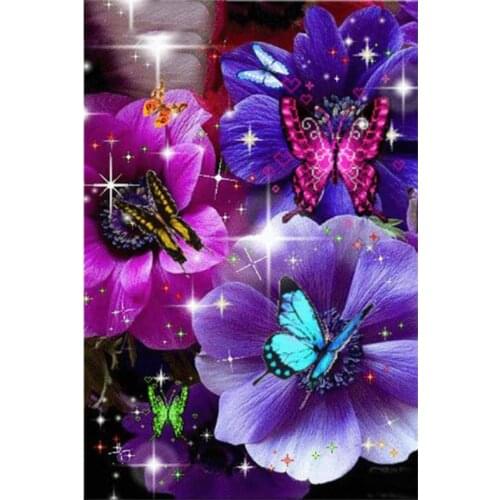 Butterfly diamond painting flower full square rhinestone embroidery picture mosaic poster diamond art drawing wall sticker decor