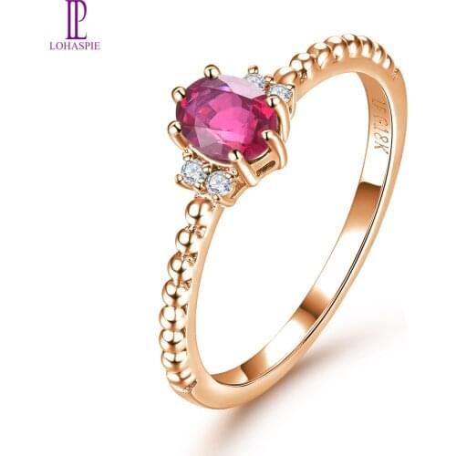LP 14 K Rose Gold Ring 0.5 Carats Natural Ruby & 0.05 Carats Diamonds Rings Romantic Style Fine Jewelry for Women‘s Party Gift
