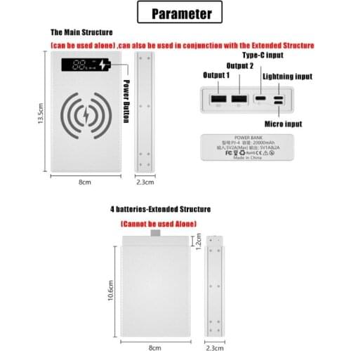 Spliced Combined DIY 18650 Battery Case Power Bank Shell Wireless Charging Box