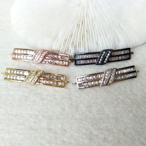 10 Pieces CZ zircon Micro Pave Connector,Double Bails Beads Charm,DIY Bracelet necklace Jewelry Finding CT298