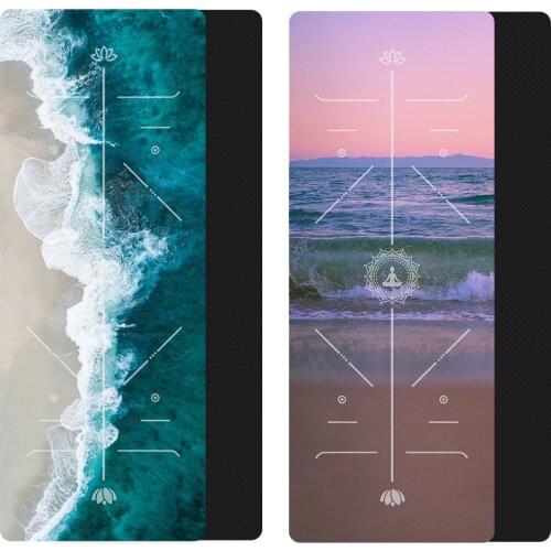 New Print Wave Natural Rubber Yoga Mat With Position Line Non Slip Carpet Mat For Beginner Environmental Fitness Gymnastics Mats