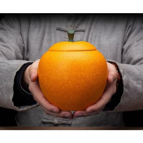 Creative Kumquat Ceramic Large Tea Caddy Coffee Bean Nut Sealed Storage Jar Crafts Exquisite Modern Home Decor Accessories Gift