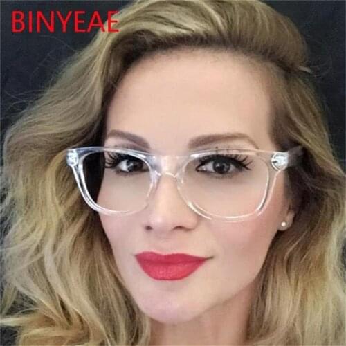 Crystal Clear Frame Square Eyeglasses Frame Women Spectacles Myopia Nerd Optical Glasses Clear Lens Prescription Glasses Frame