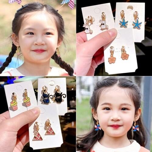 Cute Holeless Ear Clips for Girls Children Earrings Student Ear Pins Women Clip Earring Jewelry Accessories