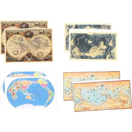 2pcs 1/12 Dollhouse Miniature Accessories Mini World Map Simulation Furniture Model Toys for Doll House Decoration