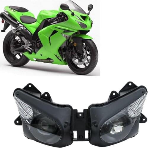 Motorcycle Matte Black Front Headlight Lamp Assembly For Kawasaki ZX10R ZX 10R 2006-2007