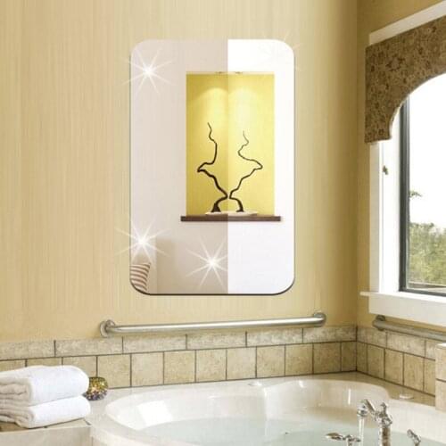 Wall Sticker 3D Mirror Effect Removable Rectangle Oval Background Decoration for Home SCIE999