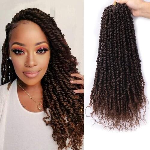 ONYX 18inches Passion Twist Hair Pre-Twisted Synthetic Braiding Hair Fluffy Spring Bomb Crochet Hair Extensions for Women