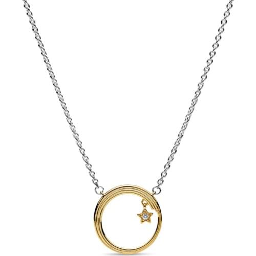 Authentic 925 Sterling Silver Celestial Shooting Star Fashion Necklace Fit Pandora Women Bead Charm Gift DIY Jewelry