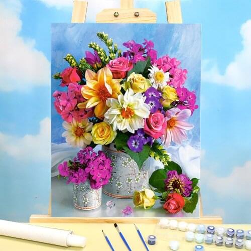 Flower Rose Painting By Numbers Package Acrylic Paints 40*50 Canvas Pictures Home Decor Crafts For Adults Wholesale