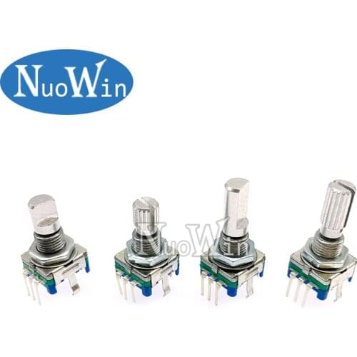 5PCS Half / Plum axis rotary encoder handle length 15mm / 20mm code switch EC11 digital potentiometer with switch 5Pin