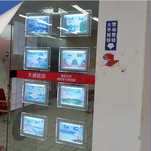 Rectangle Acrylic Frame A3 Double Sided Advertising Cable Wires Hanging Slim Led Light Box