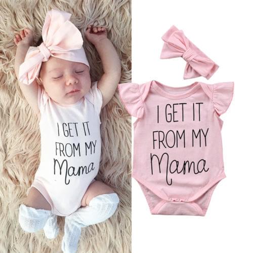 Pudcoco 0-18M Newborn Kids Baby Girls Bodysuit 2020 New Ruffles Letter Print Short Sleeve Jumpsuit One-piece Headband Outfit