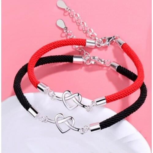 Lucky Love Heart Shape Charm Couples Bracelet Red Rope Bracelets For Men Women Lovers
