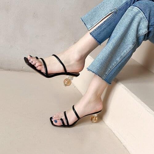 Women Slippers High Strange Heels Sandals Clip Toe PU Ladies Office Shoes Summer Woman Footwear Female Pumps Comfort 2021 Slides