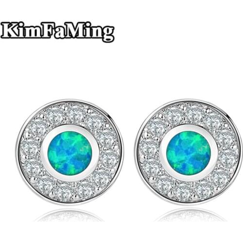 Hot Selling Acute Round Opal Earrings in 925 Silver for Women OPST010