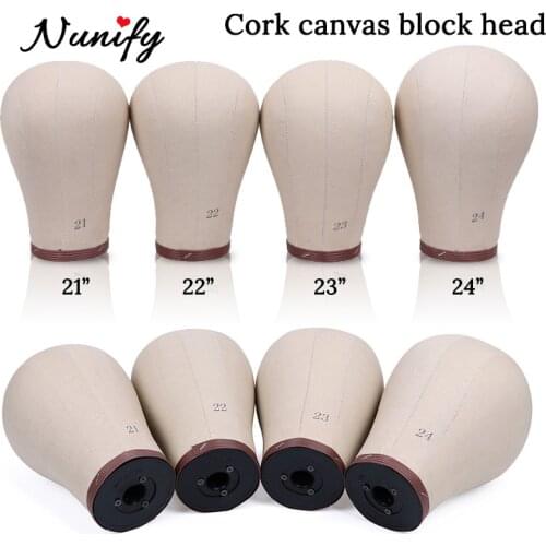 Nunify Canvas Cork Block Manikin Mannequin Head Model Hair Extension Toupee Lace Wig Making Styling Cap Display Stand