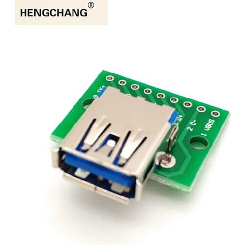1pcs USB 3.0 Female Head Seat DIP Flat Module line Adapter Plate Base to USB-3.0 Conversion Board USB-30