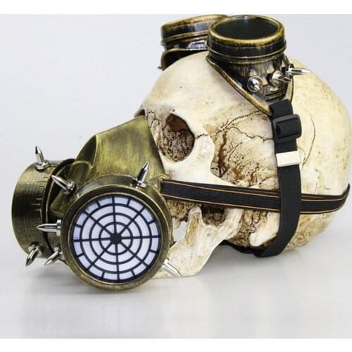 Victoria Gothic Punk Mask and Goggles Metallic Luster Resin Rivet Steampunk Retro Cosplay Gas Mask Gold Silver Halloween Masks