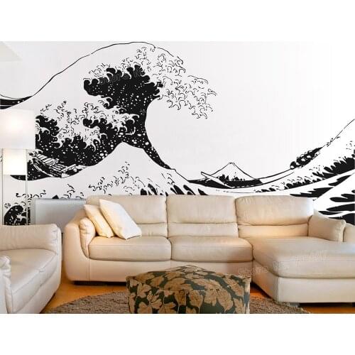 Japanese Vinyl Wall Decals Sticker Katsushika Hokusai Great Wave Off Kanagawa Views Of Mount Fuji Art Stickers Large Size ZB509