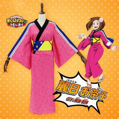 Japanese Anime Cosplay My Hero Academia Cosplay Mulheres OCHACO URARAKA Halloween Cos Woman Kimono Costume