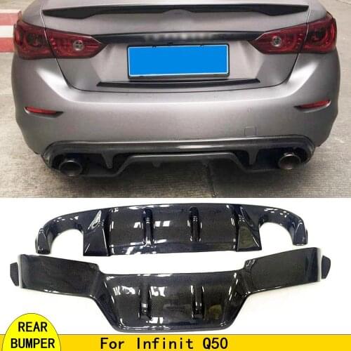 Carbon Fiber Rear Diffuser Bumper lip For Infiniti Q50 Q50S Sedan 4 Door 2014-2016 Spoiler Guard Protector Skid Plate Cover