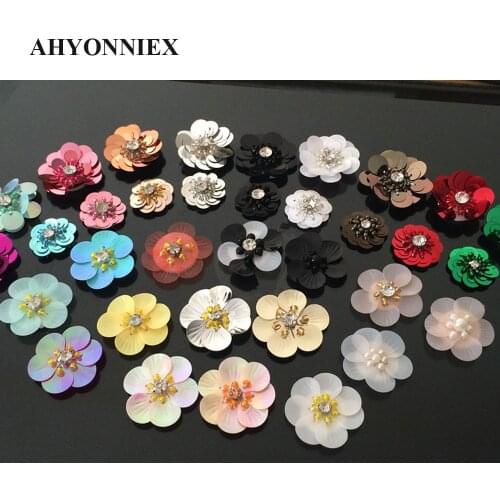 10pcs/lot small sequins flowers patches beads patches sew on beads applique clothes DIY earrings shoes bags accessories patches