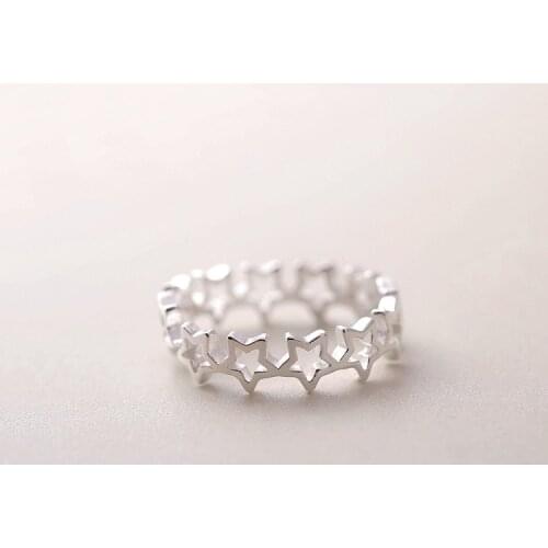2021 Hot Sale Handmade Silver Plated Hollow Star Rings for Women Simple Adjustable Size Finger Rings Women Popular Party Jewelry