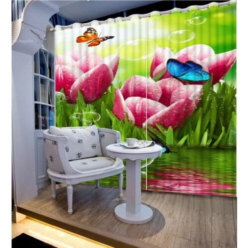 Flowers print Customized 3D Blackout Curtains Living Room Bedroom Hotel Window butterfly curtains