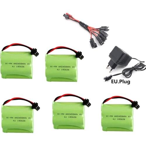 6v 2400mah Ni-MH Battery + Charger set For Rc toys Cars Boats Guns Tanks Robots Trucks AA 6v Rechargeable Battery Pack 1 to 5pcs