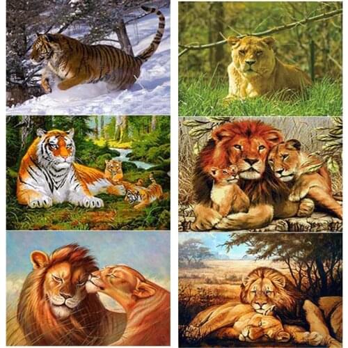 DIY 5D Diamond Embroidery Tiger Cross Stitch Animal Scenery Diamond Painting Full Square Round Drill Mosaic Art Gift Home Decor