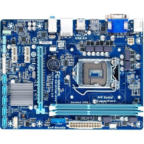 Used,GIGABYTE motherboard GA-B75M-D2V supports LGA1155 socket processor and two 1.5V DDR3 DIMM sockets, up to 16 GB