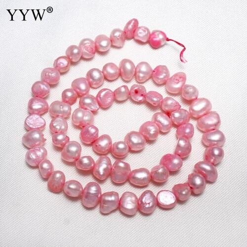 YYW High Quality Cultured Potato Freshwater Pearl Beads purple pink 6-7mm Approx 0.8mm Sold Per Approx 14 Inch Strand