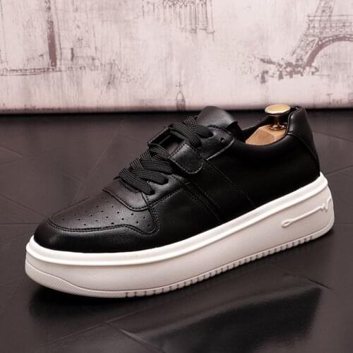 Designer Mens Black Leisure Sport Shoes Fashion Flat Platform Lace Up Trending Street Male Sneaker Zapatos Size 38-43 ERRFC
