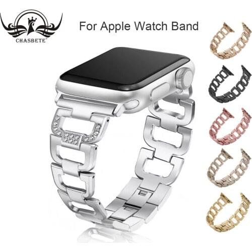 For apple Watch 40mm 44mm Diamond Watch band Apple iwatch All series 38mm 42mm metal stainless steel strap Wrist Belt Bracele