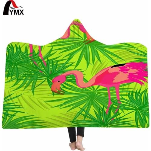 FYMX Tropic Leaves Hooded Blanket Sherpa Fleece Wearable Throw Blanket 130cm-200cm Super Soft Wrapped Blanket For Adults Kids