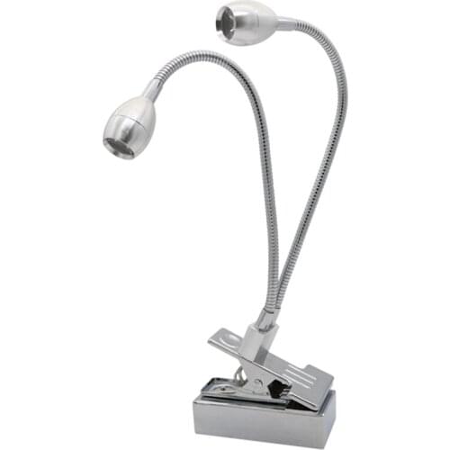 Double head recharging flexible tube lamp,rotatable desk glass clamp ,cabinet battery 23-28 Hours clip lamp for display,showroom