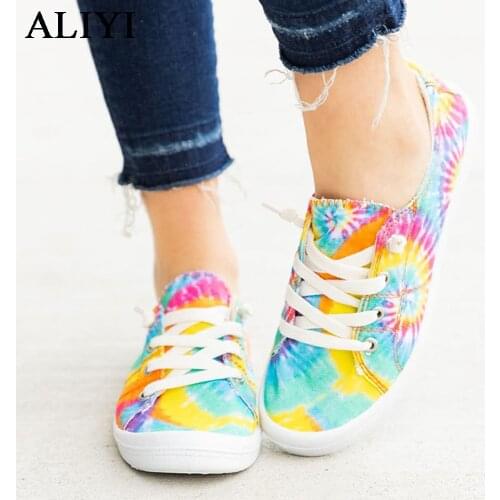 Women Canvas Shoes 2021 All Season Daily Multi Color Ladies Comfy Lace Up Casual Flats Home Outdoor Sport Trendy Sneakers
