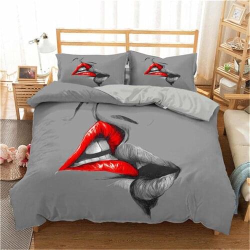 ZEIMON 3D Bedding Set Kiss Lips Mouth Print Duvet Cover Set With Pillowcase Polyester Bed Set Home Textiles For Adults