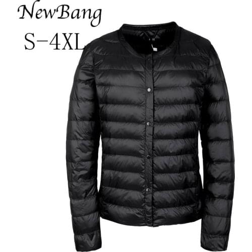 NewBang Portable Down Jacket Women Ultra Light Down Jacket Slim Thin Collar-less Feather Jackets Women Warm Windproof Coat