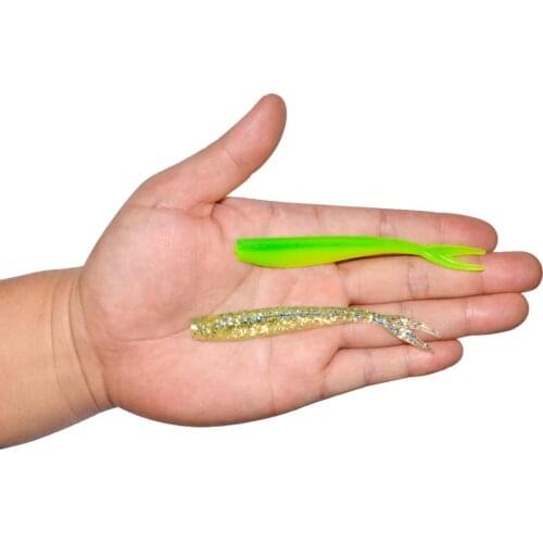 8pcs/lot Soft Fishing Bait With Forked Tail 7/10cm Fishing Worm Bait Lacquer Long Tail Double Color Silicone Fishing Worm Bait