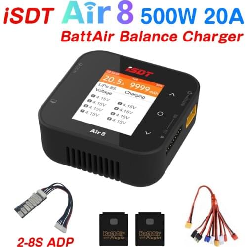 ISDT Q8 500W 20A 2-8S Lipo Battery Balance Charger For RC Car Airplane Racing Drone Helicopter Lilon LiPo LiHV NiMH Pb