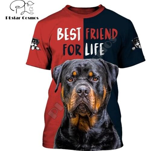 2022 New Summer Animal T-shirt Love Rottweiler Dog 3D Printing Men Casual short Sleeve Tee shirts Unisex Street Tee Tops TX-44