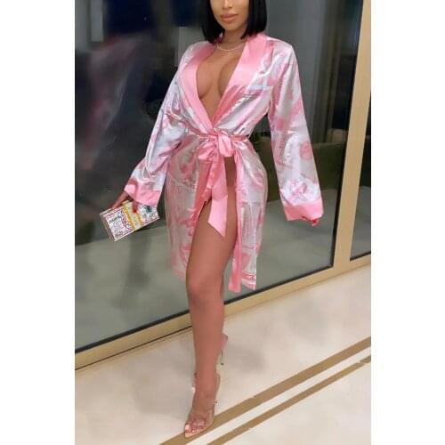 New Hirigin Aesthetic Cardigan Long Sleeve Fashion Sexy Lounge Wear Midi Bandage Dress Money Pajamas Fall Clothes For Women