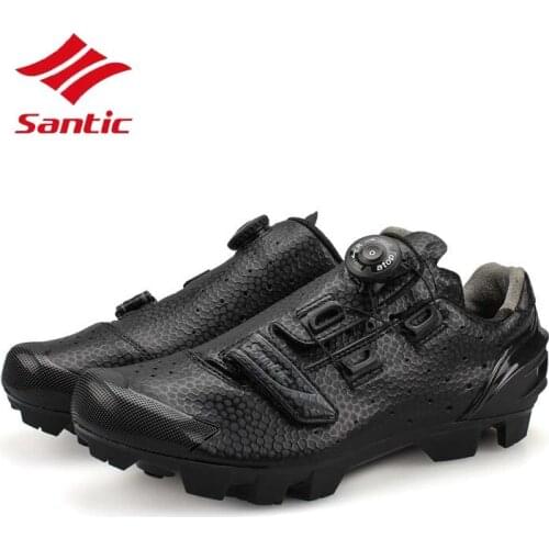 Santic Black Cycling Men Self-Locking Racing Team Bicycle Shoes Mountain Bike Shoes Pro Bicycle Shoes Breathable Athletic Shoes