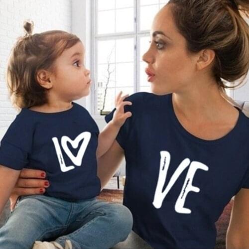 2020 Family Matching Outfits Parent-Child Mother Daughter Matching Clothes Letter Love Fashion Casual T-Shirt Tops Blouse New