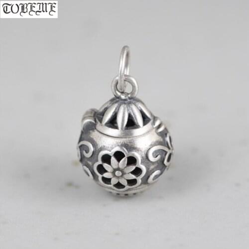 100% 925 Silver Box Pendant 925 Sterling Flower Pendant Lucky Jewelry Pendant
