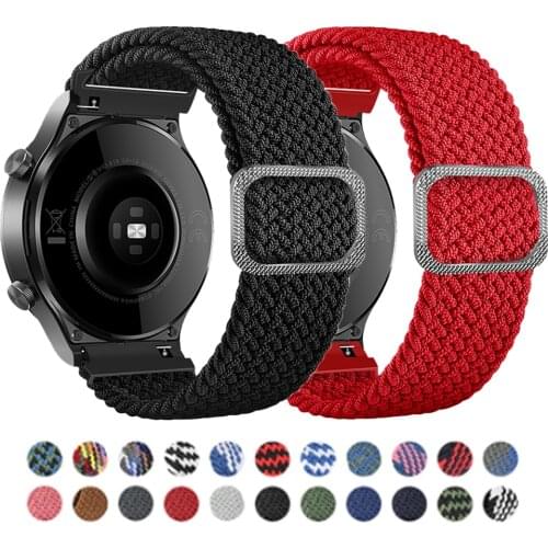 20/22 mm Band for Samsung Galaxy 46mm 42mm/Gear S3 frontier/active 2 Adjustable Braided Solo Loop Huawei watch GT/2/2e/Pro strap