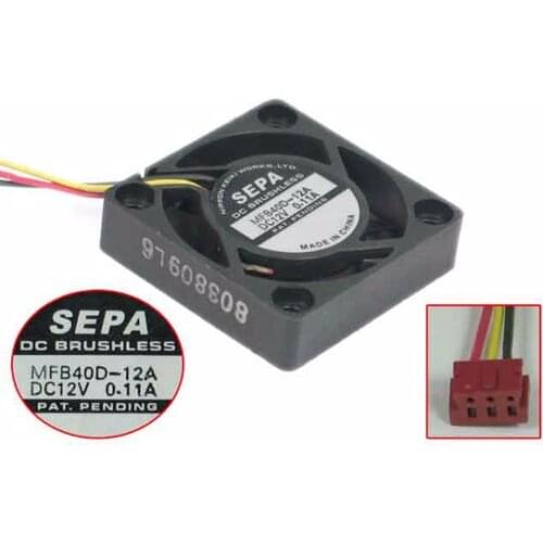 SEPA MFB40D-12A DC 12V 0.11A 40x40x10mm 3-wire Server Square Fan