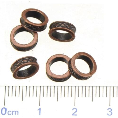 Charms beads 8mm bracelets necklaces craft handmade diy copper silver 6mm big hole round narrow metal jewelry accessories 150pcs